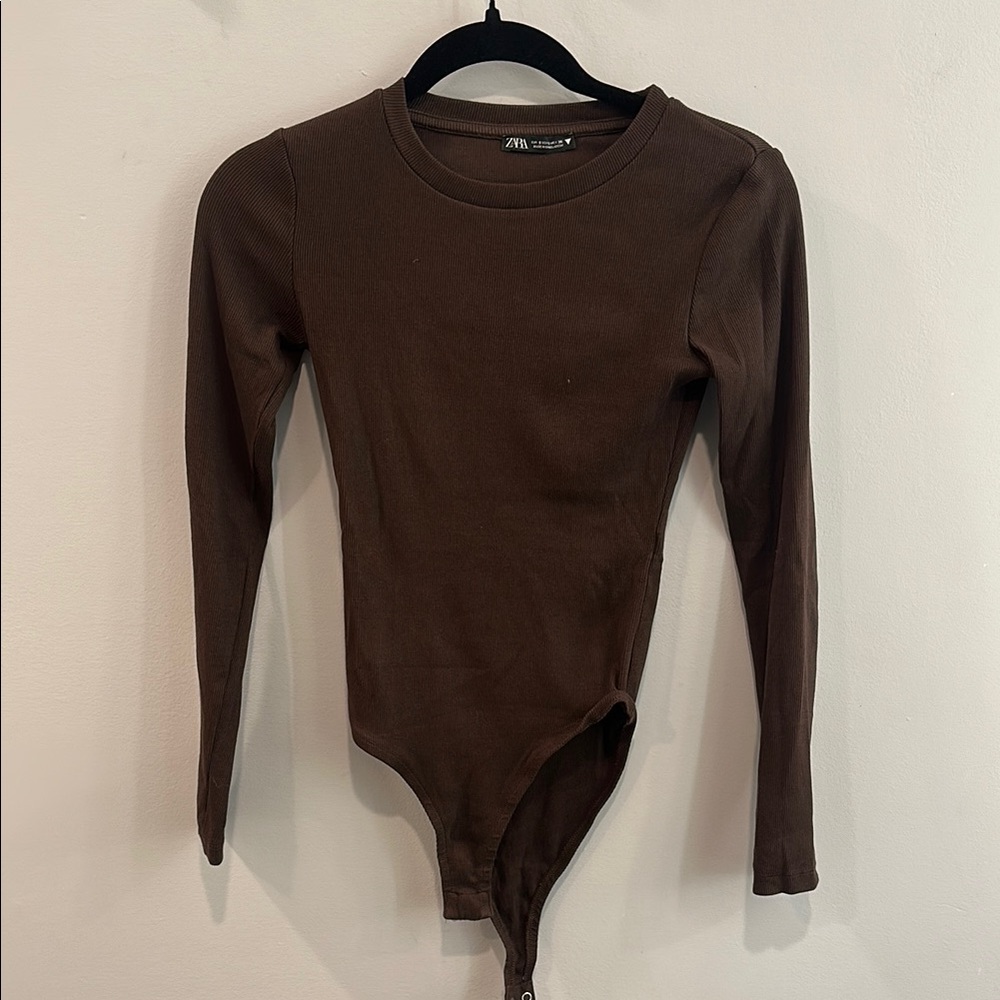 Zara Brown Long Sleeve Bodysuit